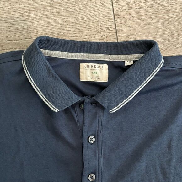 Linksoul Golf Polo Men's Blue Luxury Cotton Casual Golf Polo Size 2XL XXL - Picture 3 of 8